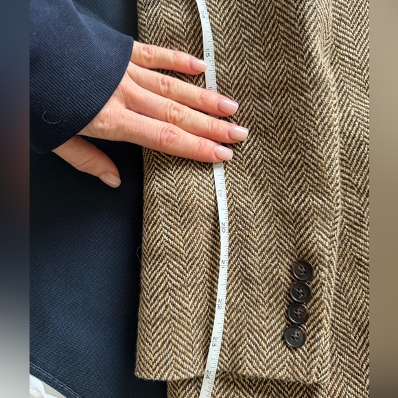 Polo Ralph Lauren Single breasted herringbone blazer 8 brown cream herringbone - Picture 4 of 5